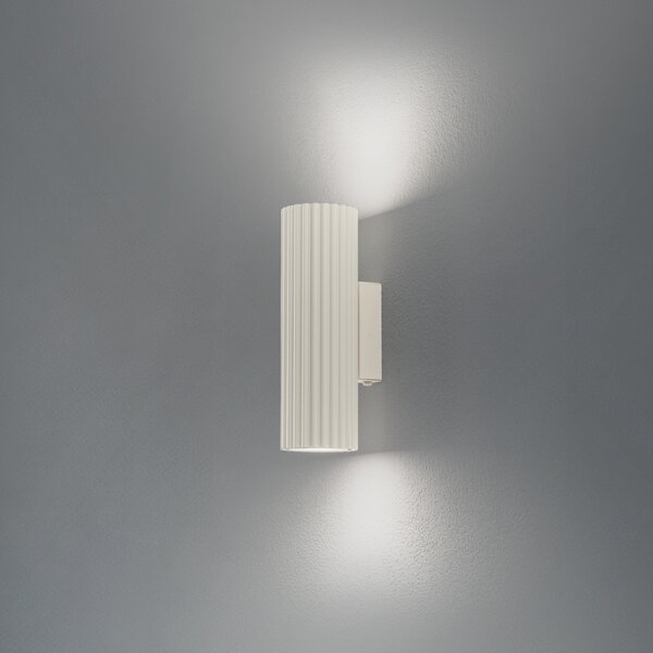 SOLLUX LIGHTING Φωτιστικό τοίχου Carbon, μπεζ, ύψος 20 cm, αλουμίνιο, 2-φωτο., ρυθμιζόμενος, Μπεζ, Σαλόνι / τραπεζαρία, Αλουμίνιο, σύγχρονο