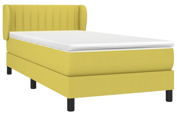 VidaXL Κρεβάτι Boxspring με Στρώμα Πράσινο 100 x 200 εκ. Υφασμάτινο