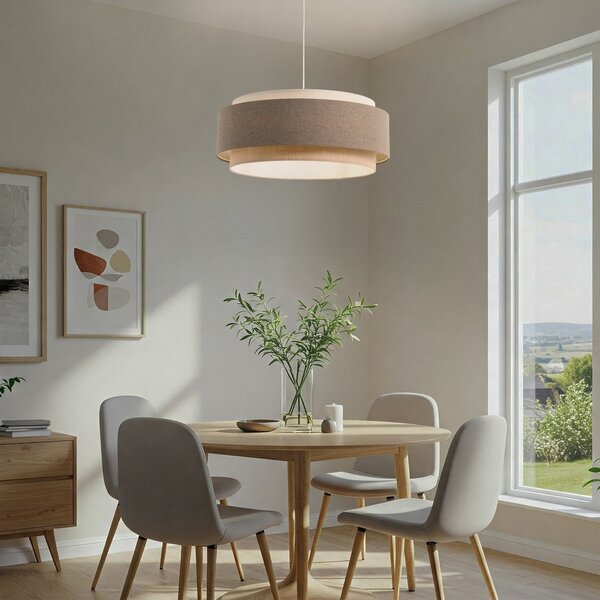 Maco Design Boho Elegant κρεμαστό φωτιστικό, καφέ/μπεζ/κρεμ, Ø 60cm, ύφασμα, ρυθμιζόμενος, Καφέ / Σκουριάς, Σαλόνι / τραπεζαρία, Ύφασμα / Κλωστοϋφαντουργία