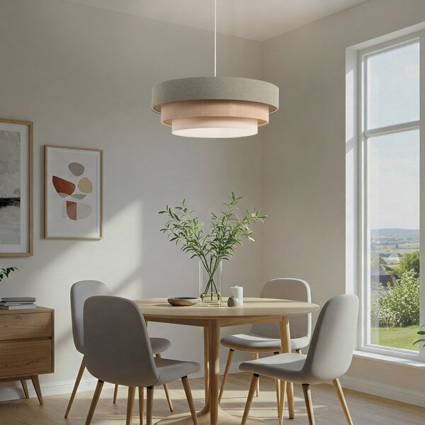 Maco Design Triniti κρεμαστό φωτιστικό, πράσινο/μπεζ/κρεμ, Ø 60 cm, ύφασμα, ρυθμιζόμενος, Πράσινο, Σαλόνι / τραπεζαρία, Ύφασμα / Κλωστοϋφαντουργία