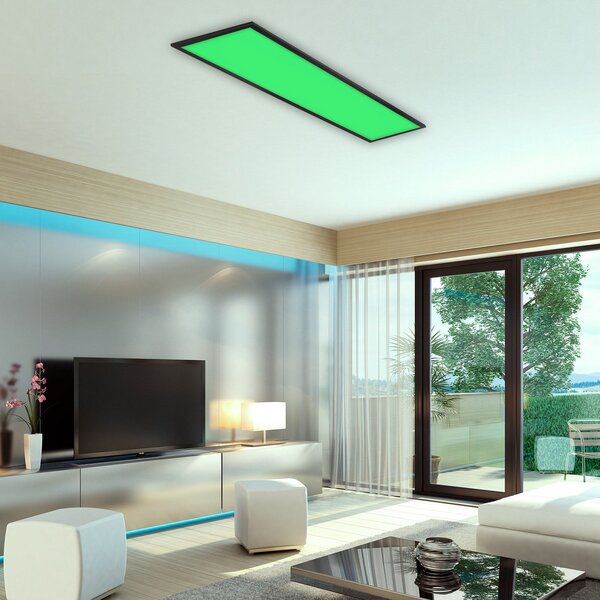 Briloner Έγχρωμο πάνελ LED, ρυθμιζόμενο, RGB, CCT, 100x25cm, ρυθμιζόμενος, Μαύρο, Σαλόνι / τραπεζαρία, Πλαστικό, σύγχρονο