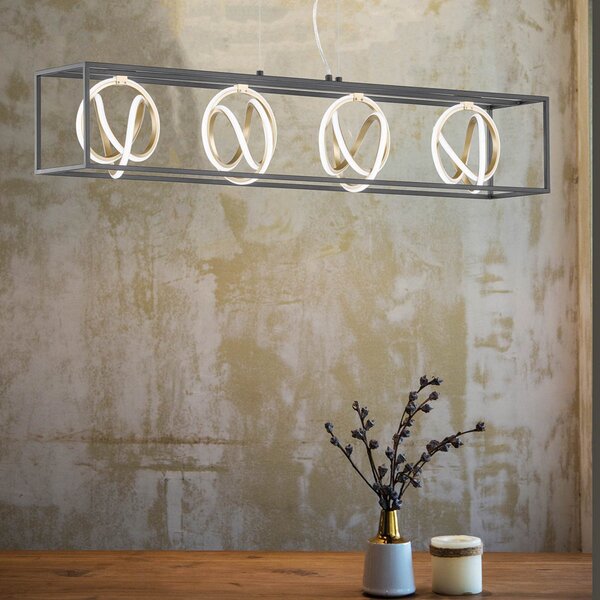 FISCHER & HONSEL LED κρεμαστό φωτιστικό Gisi, CCT, dimmable, 4fl, ρυθμιζόμενος, Μαύρο, Σαλόνι / τραπεζαρία, Μέταλλο, σύγχρονο