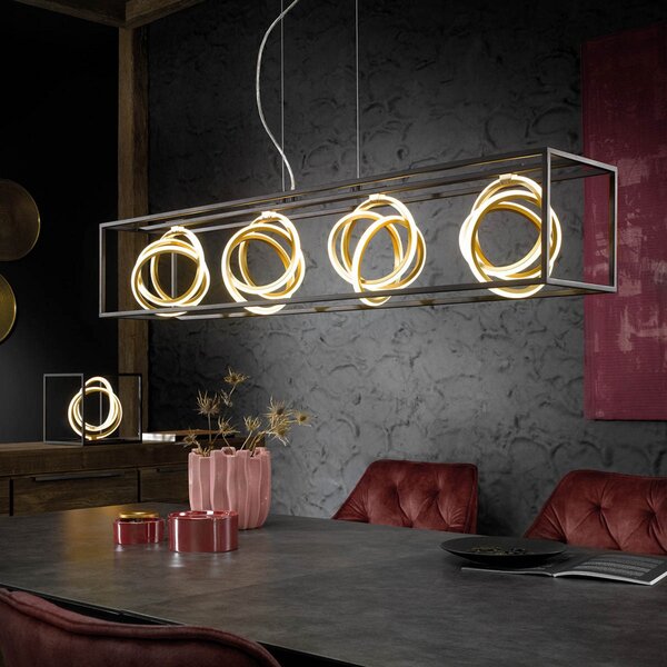 FISCHER & HONSEL LED κρεμαστό φωτιστικό Gisi, CCT, dimmable, 4fl, ρυθμιζόμενος, Μαύρο, Σαλόνι / τραπεζαρία, Μέταλλο, σύγχρονο