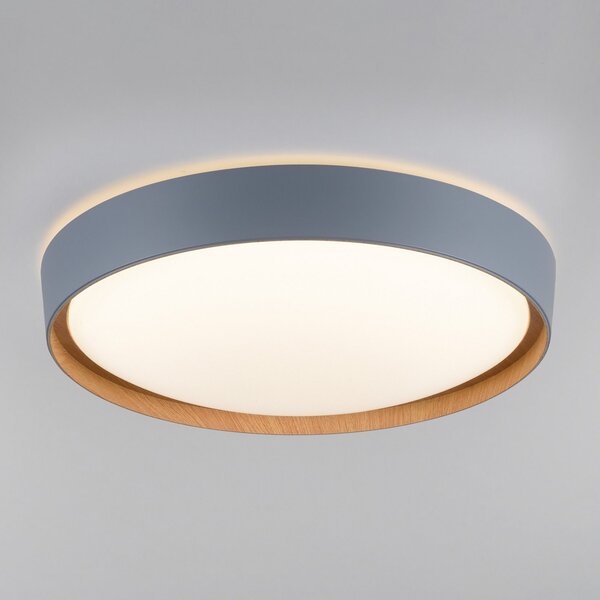 Q-Smart-Home Paul Neuhaus Q-EMILIA LED φωτιστικό οροφής, γκρι/ξύλο, ρυθμιζόμενος, Γκρι, Σαλόνι / τραπεζαρία, Μέταλλο