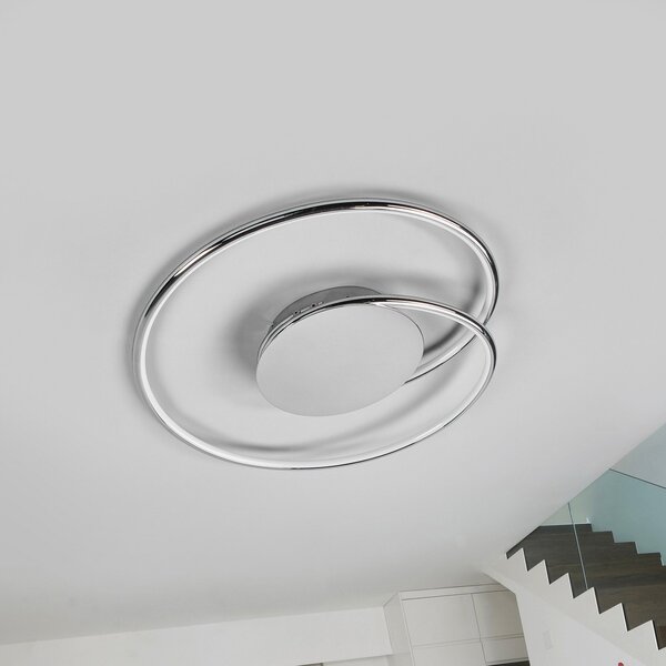 Lindby LED φωτιστικό οροφής Joline, σετ 2 τεμαχίων, Ø 46 cm, χρώμιο, Μεταλλικό, Σαλόνι / τραπεζαρία, Μέταλλο, σύγχρονο