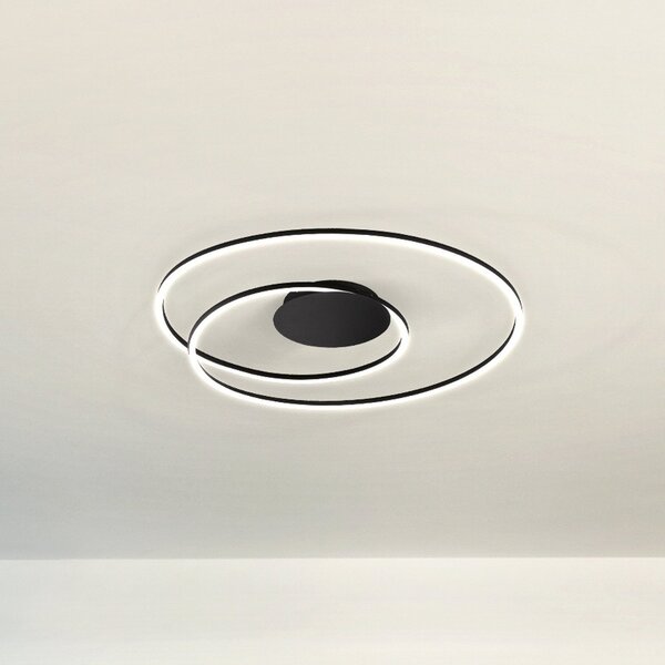 FISCHER & HONSEL LED οροφής HOLY, μαύρο, Ø 68 cm, τηλεχειριστήριο, CCT, ρυθμιζόμενος, Μαύρο, Σαλόνι / τραπεζαρία, Μέταλλο, σύγχρονο