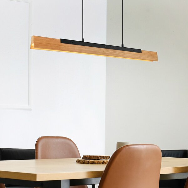 Trio Lighting Κρεμαστό φωτιστικό LED Kerala με αισθητήρα και ρυθμιστή έντασης φωτισμού, ρυθμιζόμενος, Ξύλου, Σαλόνι / τραπεζαρία, Ξύλο, σύγχρονο