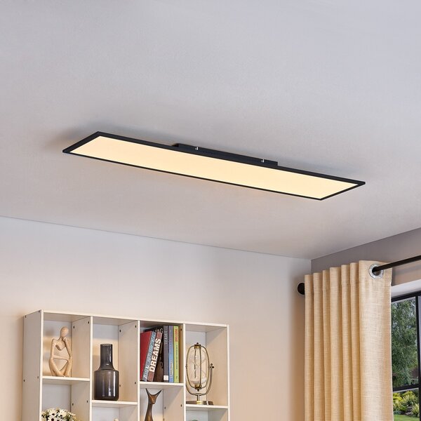 Lindby LED πάνελ Lamin, μαύρο, 120cm, CCT, dimmable, τηλεχειριστήριο, ρυθμιζόμενος, Μαύρο, Σαλόνι / τραπεζαρία, Μέταλλο, σύγχρονο