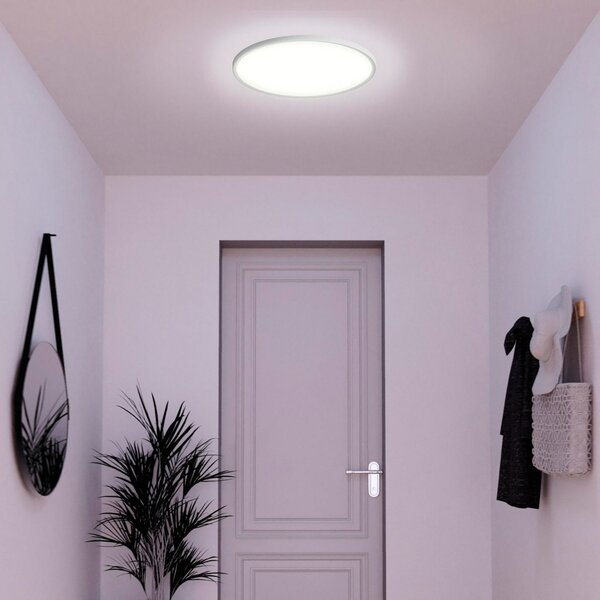 Tint Müller Licht Έξυπνο φωτιστικό οροφής LED Amela, Ø 50 cm, ρυθμιζόμενος, Λευκό, Σαλόνι / τραπεζαρία, Πλαστικό