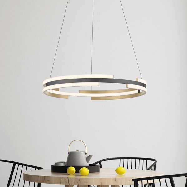 Q-Smart-Home Paul Neuhaus Q-Beluga LED κρεμαστό φωτιστικό, ορείχαλκος, ρυθμιζόμενος, Χρυσό / Ορείχαλκου, Σαλόνι / τραπεζαρία, Μέταλλο, σύγχρονο