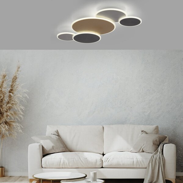 Q-Smart-Home Paul Neuhaus Q-Piato LED φωτιστικό οροφής, πέντε λαμπτήρων, ρυθμιζόμενος, Πολύχρωμο, Σαλόνι / τραπεζαρία, Μέταλλο, σύγχρονο, Οροφή πολλαπλής φλόγας