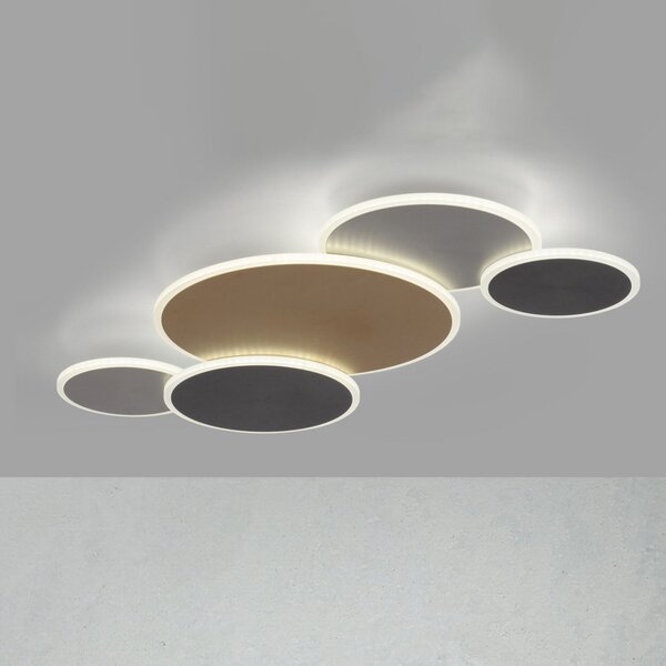 Q-Smart-Home Paul Neuhaus Q-Piato LED φωτιστικό οροφής, πέντε λαμπτήρων, ρυθμιζόμενος, Πολύχρωμο, Σαλόνι / τραπεζαρία, Μέταλλο, σύγχρονο, Οροφή πολλαπλής φλόγας