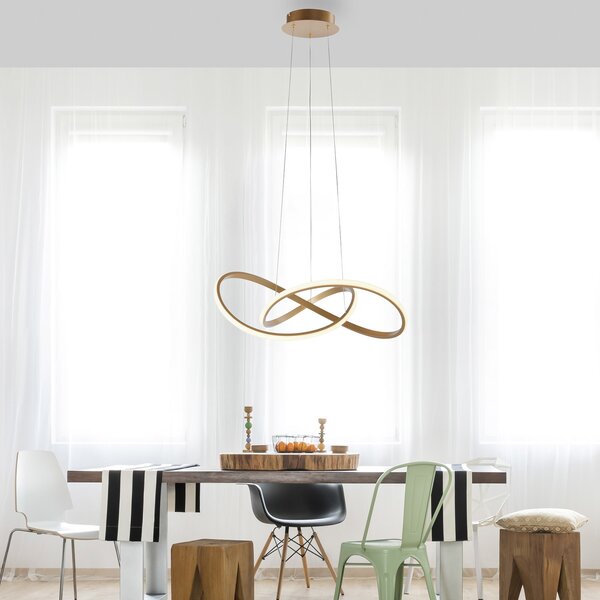 JUST LIGHT. GmbH LED κρεμαστό φωτιστικό Maria, 3-step-dim, ορείχαλκος, ρυθμιζόμενος, Χρυσό / Ορείχαλκου, υπνοδωμάτιο, Αλουμίνιο, σύγχρονο