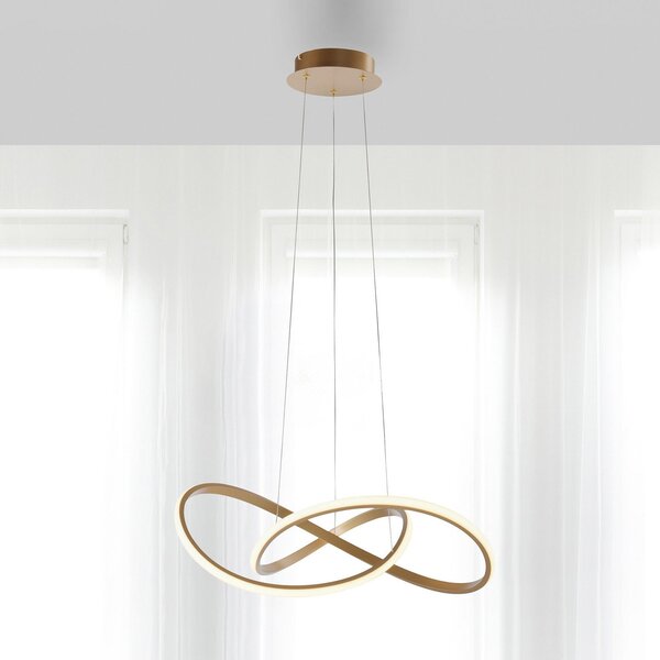 JUST LIGHT. GmbH LED κρεμαστό φωτιστικό Maria, 3-step-dim, ορείχαλκος, ρυθμιζόμενος, Χρυσό / Ορείχαλκου, υπνοδωμάτιο, Αλουμίνιο, σύγχρονο