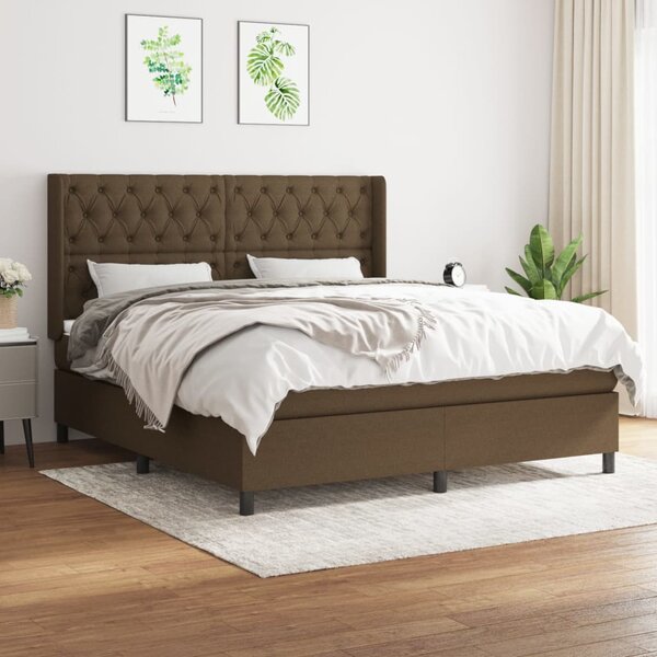 VidaXL Κρεβάτι Boxspring με Στρώμα Σκούρο Καφέ 160x200 εκ Υφασμάτινο