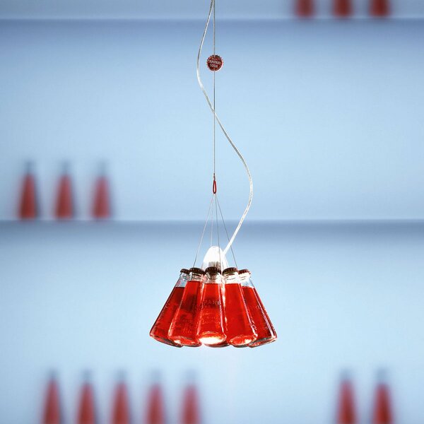 Ingo Maurer Campari Light - κρεμαστό φωτιστικό, 155 cm, ρυθμιζόμενος, Κόκκινο, Σαλόνι / τραπεζαρία, Γυαλί, σχεδιασμός