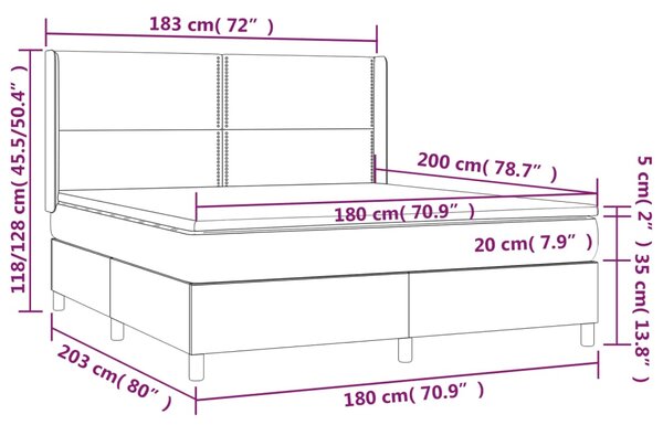 VidaXL Κρεβάτι Boxspring με Στρώμα Καπουτσίνο 180x200 εκ. Συνθ. Δέρμα