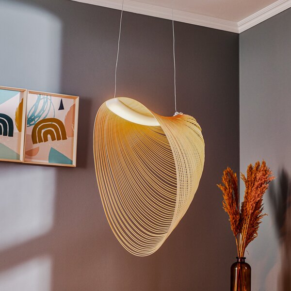 Luceplan Illan LED ξύλινο κρεμαστό φωτιστικό dimmable Ø 60 cm, ρυθμιζόμενος, Ξύλου, Σαλόνι / τραπεζαρία, Ξύλο, σχεδιασμός
