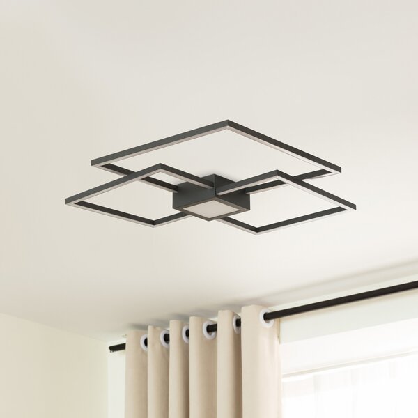 Lindby LED φωτιστικό οροφής Duetto, 65 cm, ανθρακί, 38 W, αλουμίνιο, ρυθμιζόμενος, Μαύρο, Σαλόνι / τραπεζαρία, Μέταλλο, σύγχρονο