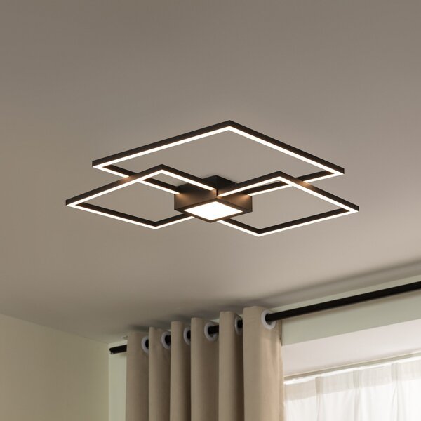 Lindby LED φωτιστικό οροφής Duetto, 65 cm, ανθρακί, 38 W, αλουμίνιο, ρυθμιζόμενος, Μαύρο, Σαλόνι / τραπεζαρία, Μέταλλο, σύγχρονο