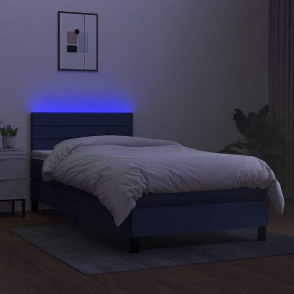 VidaXL Κρεβάτι Boxspring με Στρώμα & LED Μπλε 80x200 εκ. Υφασμάτινο