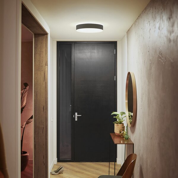 Philips Hue Φωτιστικό οροφής Enrave LED 38.1cm μαύρο, ρυθμιζόμενος, Μαύρο, Σαλόνι / τραπεζαρία, Μέταλλο, σύγχρονο
