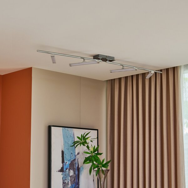 Lindby LED φωτιστικό οροφής Pilou, 4-φωτο, με δυνατότητα dimmable, χρώμιο, ρυθμιζόμενος, Μεταλλικό, Κουζίνα, Μέταλλο, σύγχρονο