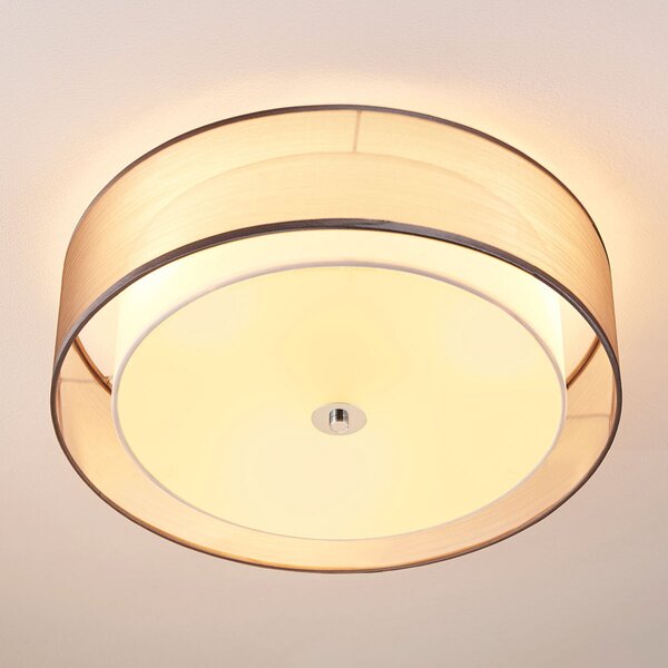 Lindby Φωτιστικό οροφής Tobia, γκρι, ύφασμα, Ø 50 cm, E27, ρυθμιζόμενος, Γκρι, Σαλόνι / τραπεζαρία, Ύφασμα / Κλωστοϋφαντουργία, σύγχρονο