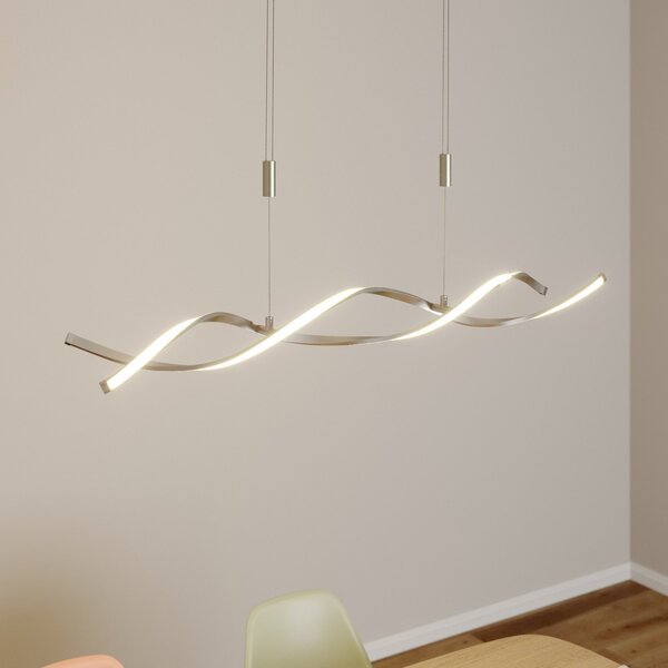 Lindby LED κρεμαστό φωτιστικό Auron, χρώματος νικελίου, μεταλλικό, ρυθμιζόμενο, ρυθμιζόμενος, Γκρι, Σαλόνι / τραπεζαρία, Πλαστικό, σύγχρονο