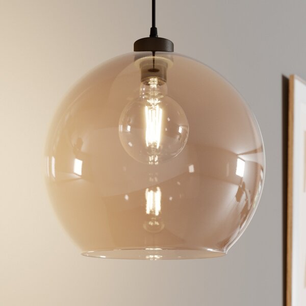 TK Lighting Κρεμαστό φωτιστικό Cubus, κεχριμπάρι, γυαλί, Ø 30 cm, E27, ρυθμιζόμενος, Καφέ / Σκουριάς, Σαλόνι / τραπεζαρία, Γυαλί, σύγχρονο, Σφαίρα