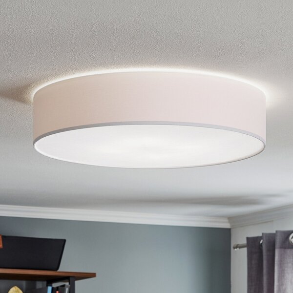 TK Lighting Φωτιστικό οροφής Rondo, λευκό Ø 60cm, ρυθμιζόμενος, Λευκό, υπνοδωμάτιο, Ύφασμα / Κλωστοϋφαντουργία, σύγχρονο