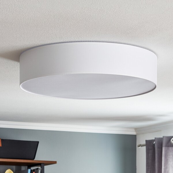 TK Lighting Φωτιστικό οροφής Rondo, λευκό Ø 60cm, ρυθμιζόμενος, Λευκό, υπνοδωμάτιο, Ύφασμα / Κλωστοϋφαντουργία, σύγχρονο