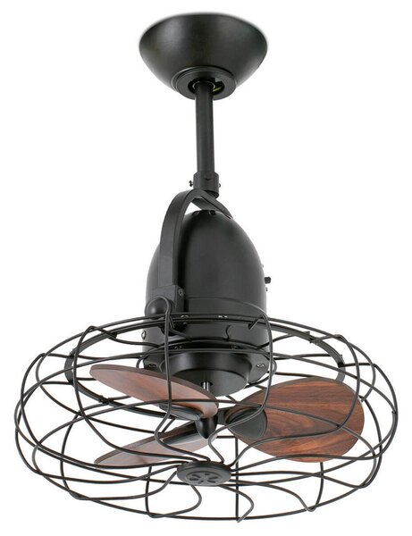 FARO BARCELONA Ανεμιστήρας Keiki, τοίχου και οροφής, Ø 43 εκ., AC, σκούρο καφέ, Μαύρο, Σαλόνι / τραπεζαρία, Μέταλλο, Vintage