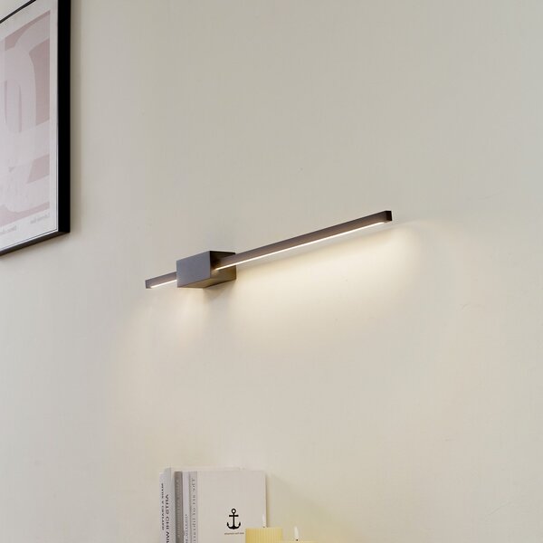 Lucande LED φωτιστικό τοίχου Skaila, μαύρο, μήκος 90cm, 3.000 K, Μαύρο, Σαλόνι / τραπεζαρία, Αλουμίνιο, σύγχρονο