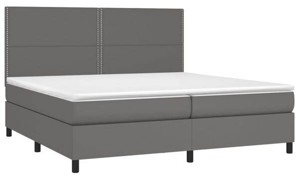 VidaXL Κρεβάτι Boxspring με Στρώμα Γκρι 200x200 εκ. Συνθετικό Δέρμα