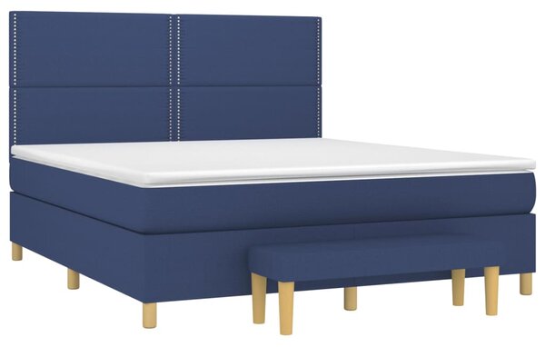 VidaXL Κρεβάτι Boxspring με Στρώμα Μπλε 160x200 εκ. Υφασμάτινο