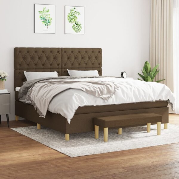 VidaXL Κρεβάτι Boxspring με Στρώμα Σκούρο Καφέ 160x200 εκ Υφασμάτινο