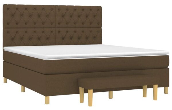 VidaXL Κρεβάτι Boxspring με Στρώμα Σκούρο Καφέ 160x200 εκ Υφασμάτινο