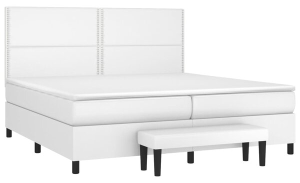 VidaXL Κρεβάτι Boxspring με Στρώμα Λευκό 200x200 εκ. Συνθετικό Δέρμα