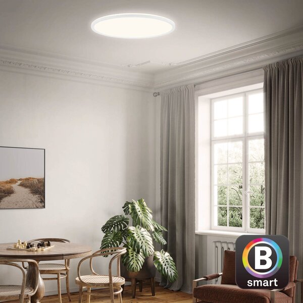 Briloner LED οροφής Slim S ρυθμιζόμενη CCT λευκή Ø 45 cm, ρυθμιζόμενος, Λευκό, Κουζίνα, Πλαστικό, σύγχρονο