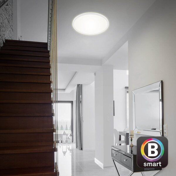 Briloner LED οροφής Slim S ρυθμιζόμενη CCT λευκή Ø 45 cm, ρυθμιζόμενος, Λευκό, Κουζίνα, Πλαστικό, σύγχρονο