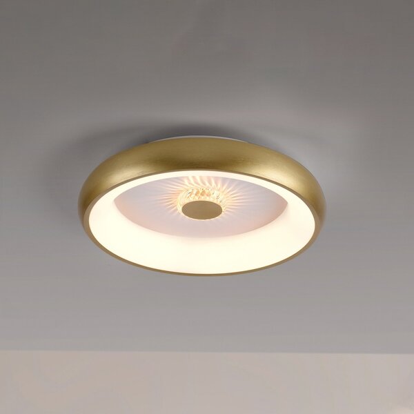 JUST LIGHT. GmbH Φωτιστικό οροφής Vertigo LED, CCT, Ø 46,5 cm, ορείχαλκος, ρυθμιζόμενος, Χρυσό / Ορείχαλκου, Σαλόνι / τραπεζαρία, Μέταλλο, σύγχρονο