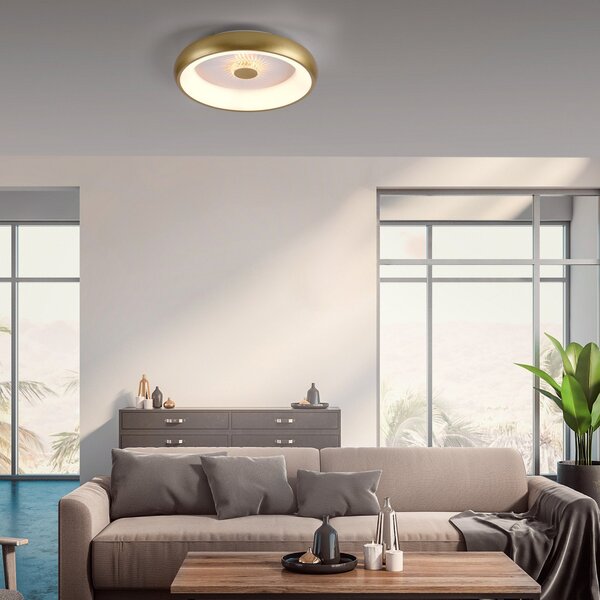 JUST LIGHT. GmbH Φωτιστικό οροφής Vertigo LED, CCT, Ø 46,5 cm, ορείχαλκος, ρυθμιζόμενος, Χρυσό / Ορείχαλκου, Σαλόνι / τραπεζαρία, Μέταλλο, σύγχρονο