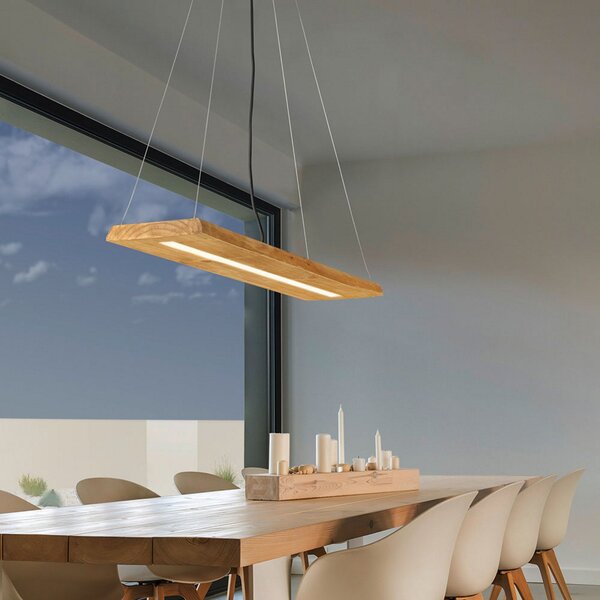 Trio Lighting Brad LED κρεμαστό φωτιστικό από ξύλο, ρυθμιζόμενος, Ξύλου, Σαλόνι / τραπεζαρία, Ξύλο, σύγχρονο
