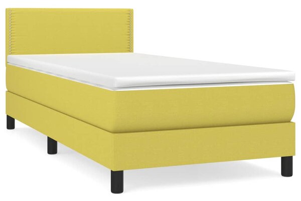 VidaXL Κρεβάτι Boxspring με Στρώμα Πράσινο 100 x 200 εκ. Υφασμάτινο