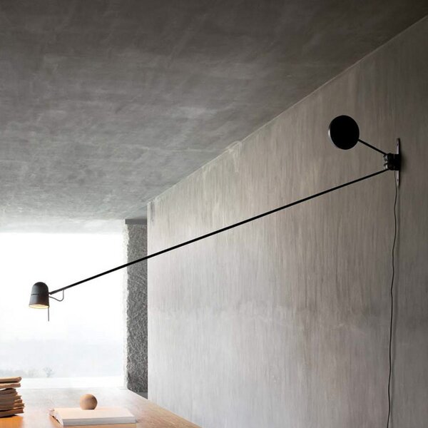 Luceplan LED απλίκα Counterbalance μαύρο, Μαύρο, Σαλόνι / τραπεζαρία, Μέταλλο, σχεδιασμός