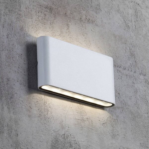 Nordlux Kinver LED φωτιστικό τοίχου εξωτερικού χώρου, επίπεδο σχήμα, λευκό, Λευκό, Μέταλλο, σύγχρονο