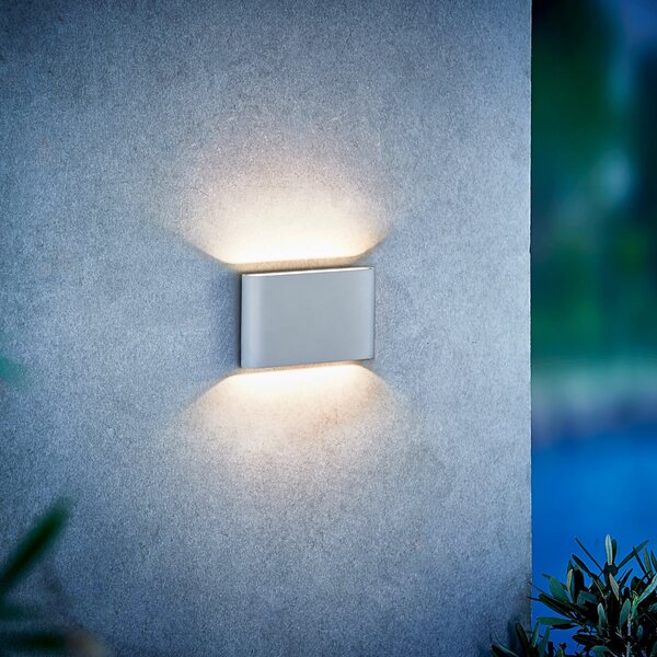 Nordlux Kinver LED φωτιστικό τοίχου εξωτερικού χώρου, επίπεδο σχήμα, λευκό, Λευκό, Μέταλλο, σύγχρονο
