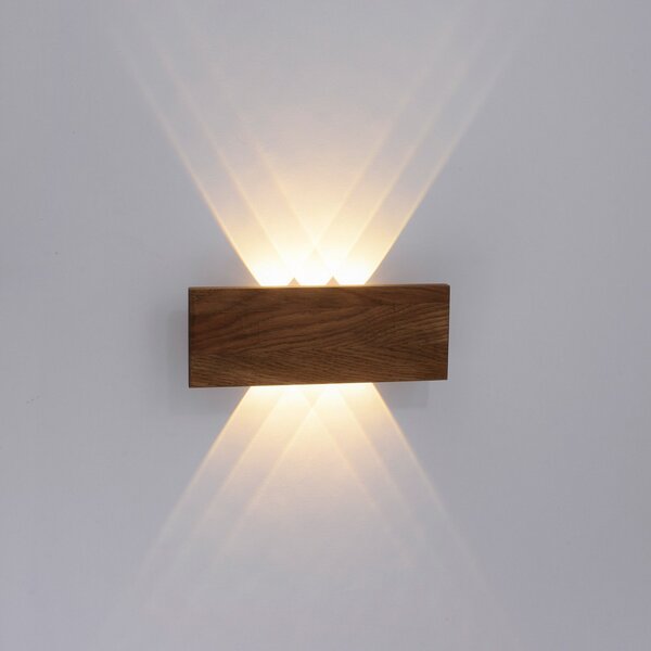 Paul Neuhaus Palma LED φωτιστικό τοίχου ξύλο 32 cm, Ξύλου, Σαλόνι / τραπεζαρία, Ξύλο, σύγχρονο, Πρίζα τοίχου πάνω/κάτω