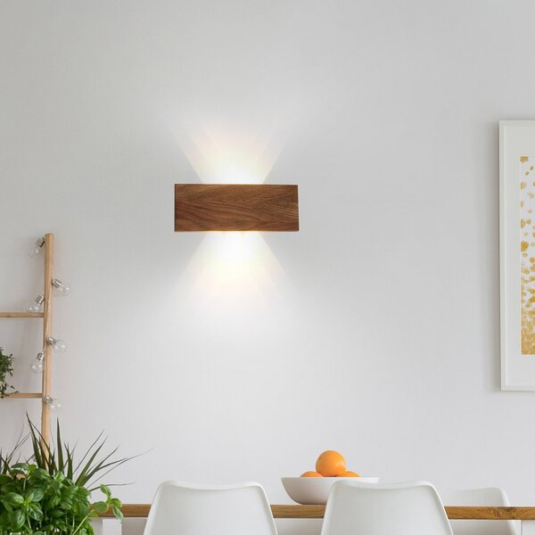 Paul Neuhaus Palma LED φωτιστικό τοίχου ξύλο 32 cm, Ξύλου, Σαλόνι / τραπεζαρία, Ξύλο, σύγχρονο, Πρίζα τοίχου πάνω/κάτω